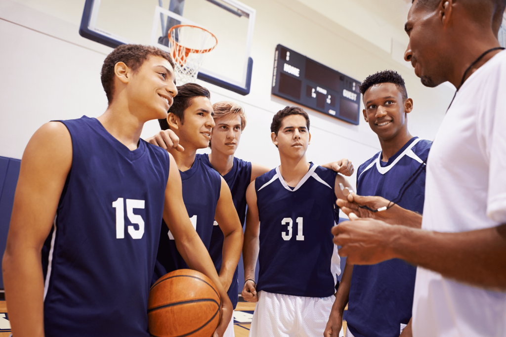 Boy's Basketball Team Meeting A College Coach